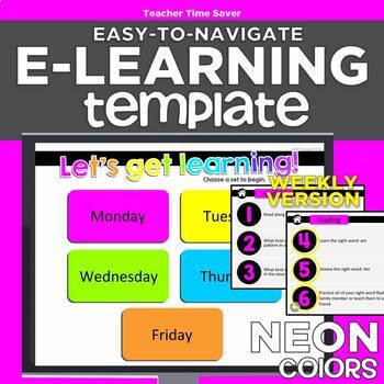 Preview of Neon WEEKLY Easy-to-Navigate eLearning Template