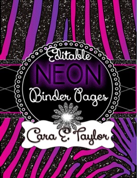 Preview of Neon Glitter Animal Print~Editable Covers for Binders