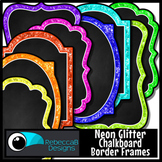 Neon Glitter Chalkboard Border Frames Clip Art