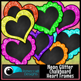Neon Glitter Chalkboard Text Box Frames Clip Art - Hearts