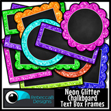 Neon Glitter Chalkboard Text Box Frames Clip Art