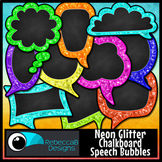 Neon Glitter Chalkboard Speech Bubbles Clip Art