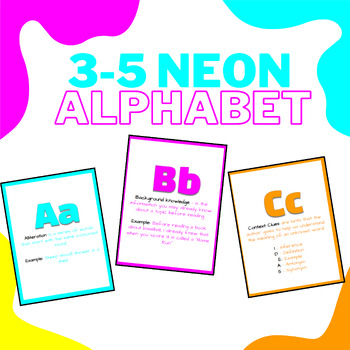 Preview of Neon Grades 3-5 Alphabet Posters (Editable options available)