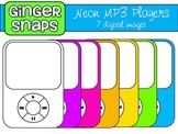 Neon MP3 Players Clip Art Set