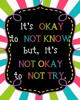 Neon Poster {It's OKAY} by A Cate | Teachers Pay Teachers