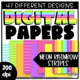 Neon Rainbow Stripe Digital Paper Backgrounds