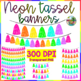 Neon Rainbow Tassel Banner Garland Clipart- Virtual Classr