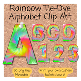 Neon Rainbow Tie-Dye Alphabet Clip Art | Letters for Bulle