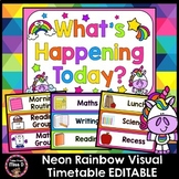 Neon Rainbow Unicorn Visual Timetable EDITABLE