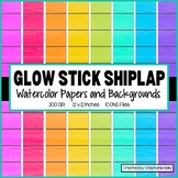 Neon Shiplap Digital Paper, Watercolor Shiplap Backgrounds