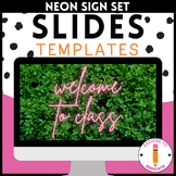 Neon Sign & Boxwood Slides Templates | Daily Agenda Slides
