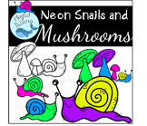 Neon Snails and Mushrooms: Clip Art, Forest, Nature