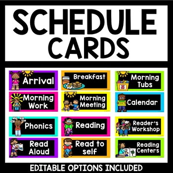 Neon Themed Classroom Decor Schedule Cards by Teaching Superkids
