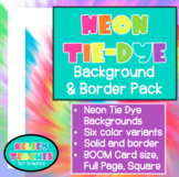 Neon Tie-Dye Rainbow Background Border Frame | Digital Pap
