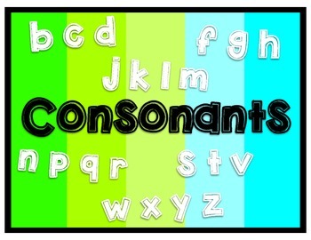 Neon Vowel and Consonant Posters- Freebie! by To Teach With Purpose
