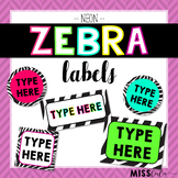 Neon Zebra Labels {Editable}