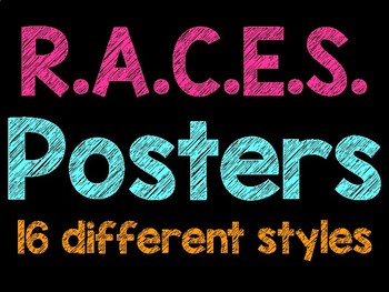 Preview of Neon and Bright Colored R.A.C.E.S. Posters - Answering Constructed Responses