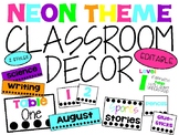 Neon and Bright Themed Classroom Decor - Editable Slides -