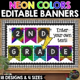 Neon and Chalkboard | Editable Banners | Pendants | Bright