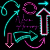 Neon arrows clip art, pink neon glowin arrows clipart set