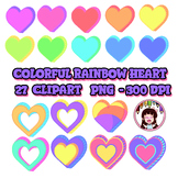 Neon heart clipart- Colorful rainbow heart