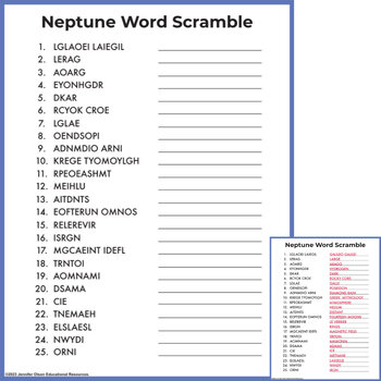 Preview of Neptune Word Scramble