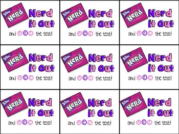 Preview of Nerds Candy Testing Motivation Treat Tag (Nerd it out and ace the test)