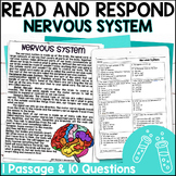 Nervous System Reading Passage Comprehension & Quiz | Scie