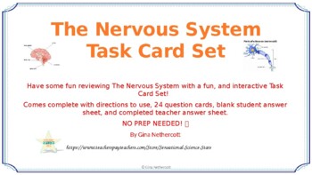 Preview of Nervous System Vocabulaty Task Cards NO PREP & FULLY EDITABLE