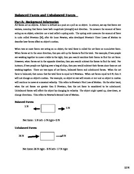 Preview of Net Force:  Balanced Forces Versus Unbalanced Forces