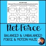 Net Force Balanced and Unbalanced Force and Motion Maze Worksheet