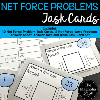 Preview of Net Force Problems Task Cards