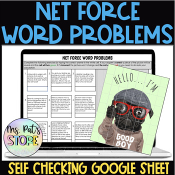 Preview of Net Force Word Problems Digital Activity Mystery Picture Puzzle