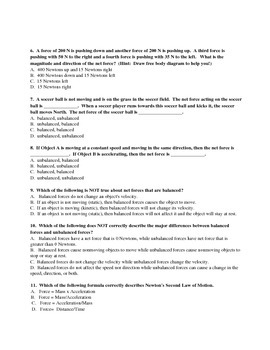 Forces and Newton's Laws of Motion Test with Answer Key (Bundled) by