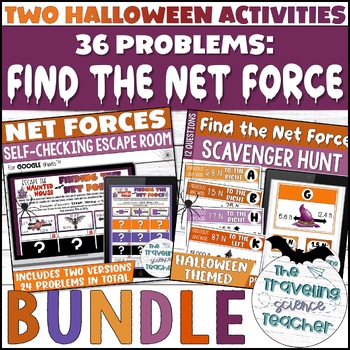 Preview of Net Forces of Balanced & Unbalanced Forces Activities BUNDLE / Halloween Science