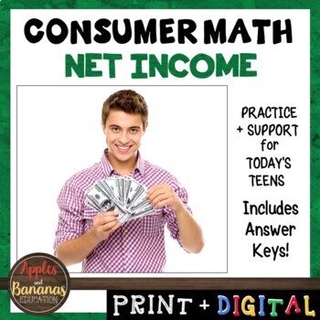 Preview of Net Income - Consumer Math Unit (Notes, Practice, Test, and Project)