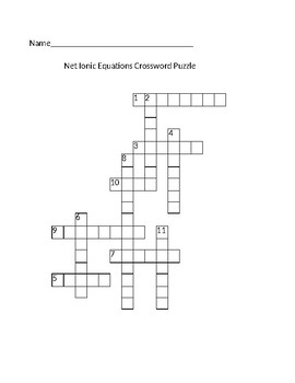 Preview of Net Ionic Crossword Puzzle
