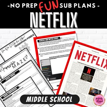 Preview of Netflix | ELA Emergency Sub Plans for Middle School | Fun Substitute Packet