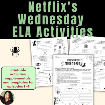 Preview of Netflix's Wednesday Addams Literary Analysis | ELA Activities for Secondary