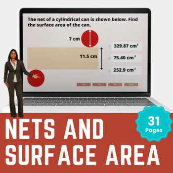 Preview of Nets and Surface Area - 7th Grade No-Prep Digital Math Learning
