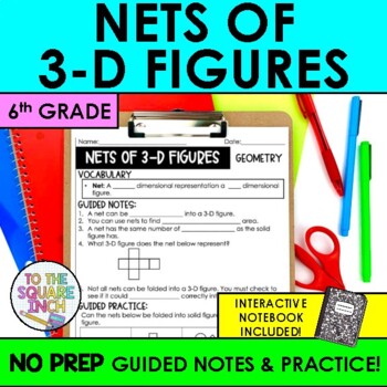 Preview of Nets of 3D Figures and Shapes Notes & Practice | + Interactive Notebook Pages