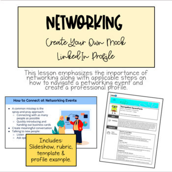 Preview of Networking Google Slides + Create Your Own Mock LinkedIn Profile