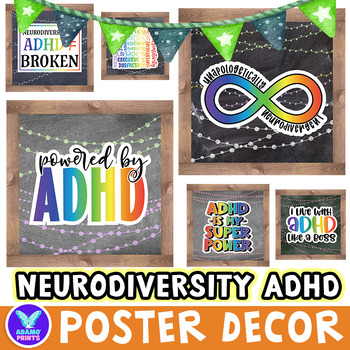 Preview of Neurodiversity ADHD Posters - Classroom Decor Bulletin Board Ideas