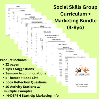 Preview of Neurodiversity-Affirming Social Skills Group Curriculum + Startup Marketing Pack