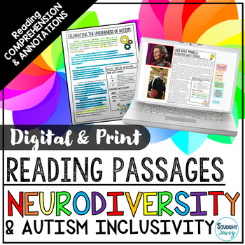 Preview of Autism Awareness Month Neurodiversity & Autism Reading Comprehension Passages
