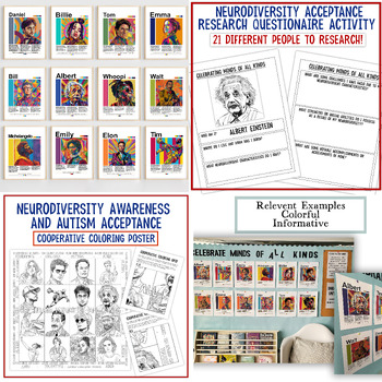 Preview of Neurodiversity Awareness Bundle | Autism Acceptance Month Activity & Posters