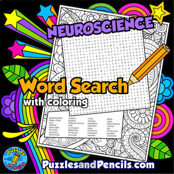 Preview of Neuroscience Word Search Puzzle Activity Page with Coloring | Life Sciences
