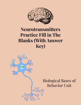 Preview of Neurotransmitters Practice Fill in The Blanks (With Answer Key)