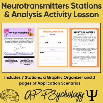 Preview of Neurotransmitters Stations & Application Activity Lesson - AP Psychology Biology