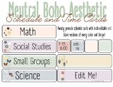 Neutral Boho Aesthetic Schedule and Time Cards